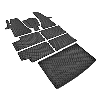 Abbildung von Z4L Gummifußmatten und Kofferraumwanne EIN Set geeignet für VW T6 Transporter/Caravelle 8/9 Sitze ab 2015 bis 2019 L1