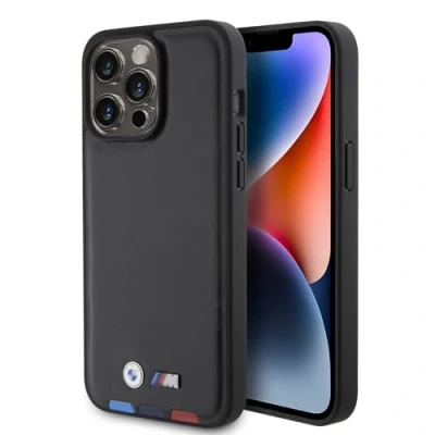 Abbildung von CG MOBILE BMW M Schutzhülle aus PU Leder mit Heißstempelmuster für iPhone 15 Pro, Schwarz