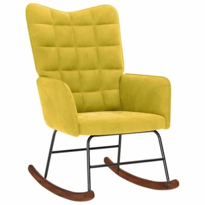 Abbildung von vidaXL Schaukelstuhl Gelb Samt, Stuhl, Wohnzimmerstuhl, Relaxsessel, Loungesessel, Loungesitz, Wippe, Samtstuhl, Samtschaukelstuhl
