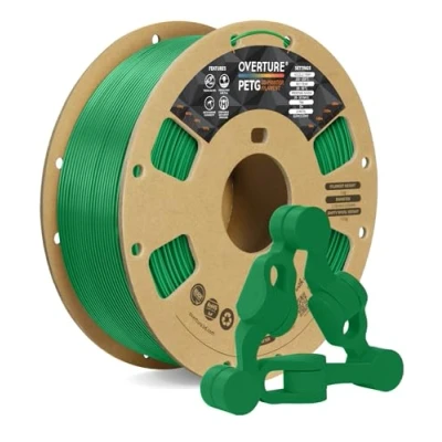 Abbildung von OVERTURE PETG Filament Aufgerüstet 1,75 mm, 1kg (2,2 lbs) Spule, 3D Druck Filament, Maßgenauigkeit +/ 0.02 mm (Grün)
