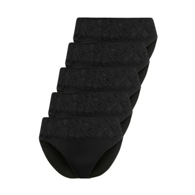 Abbildung von Lascana 5PACk Slip, Damen, Größe: 32/34, Schwarz