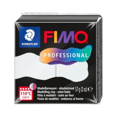 Abbildung von STAEDTLER FIMO professional 8040 ofenhärtende Modelliermasse, speziell für Profis und Künstler, Einzelprodukt weiß, 0