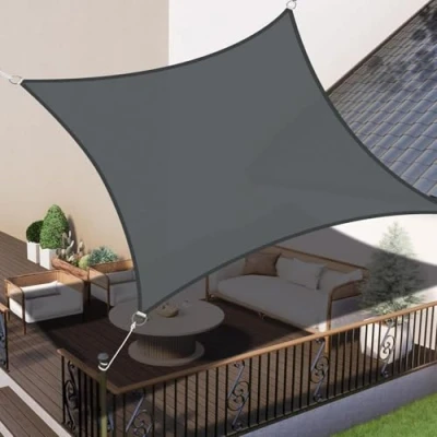 Abbildung von LOVE STORY Sonnensegel 5x5m Wasserdicht Rechteckig Anthrazit Sonnenschutz Windschutz Segel PES Polyester,95% UV Schutz für Außenbereich, Terrasse, Balkon, Garten