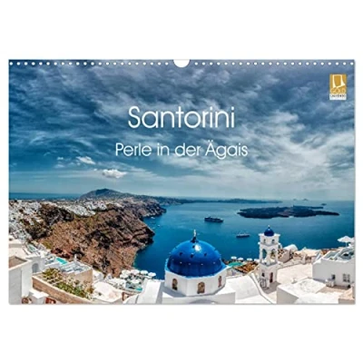 Abbildung von Santorini Perle in der Ägais (Wandkalender 2025 DIN A3 quer), CALVENDO Monatskalender