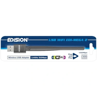 Abbildung von EDISION USB WLAN Adapter EDI MEGA 2, Stick MTK7601, 150 Mbps, 2.4GHz, Neigbare Antenne, Kompatibel mit Picco T265 pro HD, Ping T2/C, Proton S2 Plus, Piccollino, Piccollo, Windows &amp; Linux