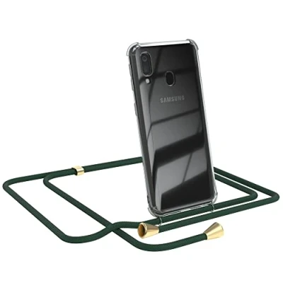 Abbildung von EAZY CASE Handykette kompatibel mit Samsung Galaxy A40 Handyhülle Umhängeband, Handykordel Schutzhülle, Silikonhülle, Hülle Band, Stylische Kette für Smartphone, Grün
