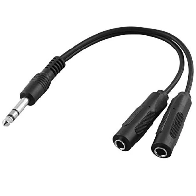 Abbildung von BestPlug 20cm Audio Kabel Adapter 1 6,3mm Klinke Stecker männlich auf 2 Buchse Kupplung weiblich Stereo Aux Y Splitter Verteiler schwarz