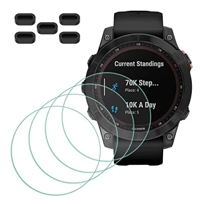 Abbildung von MTHGH Schutzfolie für Garmin fenix 7/7 Sapphire Solar Smartwatch Displayschutzfolie [4 Stück] + Anti Staub Stecker 5 Stück, Glas 9H Härte Kratzer Blasenfreie Ultradünne Panzerfolie