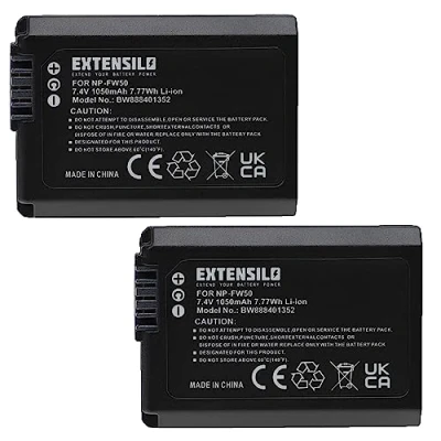 Abbildung von EXTENSILO 2X Akku kompatibel mit Sony Alpha A6000, A6300, A7r II, A6400, ILCE 7K Kamera (1050mAh, 7,4V, Li Ion)