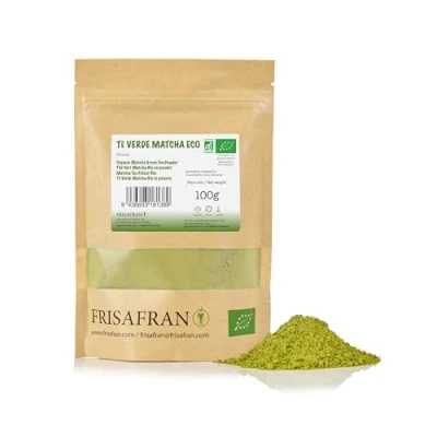 Abbildung von FRISAFRAN Bio Matcha Tee 100g Teepulver 100% natürlich Grüntee Pulver Zeremonielle Qualität In Japan angebaut vegan detox Smoothies Getränke Multivitamin Entgiftung