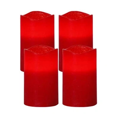 Abbildung von MARELIDA LED Kerze Kerzenset Echtwachs Advent Weihnachten flackernd Timer rot 4er Set (4 tlg)