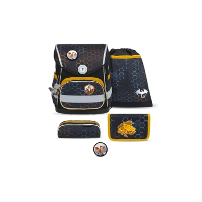 Abbildung von Belmil Compact mit Patches Schulranzen Set 5 teilig Dragon Brustgurt, Magnetverschluss, Patch 1 Stück Schulrucksack