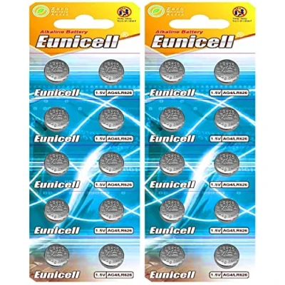 Abbildung von 20 Knopfzellen AG4 SR626SW Uhrenbatterie, 377 Batterien SR 626SW V377 1,5V LR626 EINWEG Markenware Eunicell