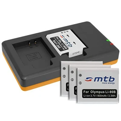 Abbildung von 4 Akkus + Dual Ladegerät (USB) für Li 90B 92B / Olympus Actioncam Tough TG Tracker/TG 1, 2, 3, 4, 5, 6 XZ 2 … s. Liste (inkl. Micro USB Kabel)