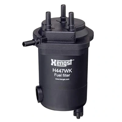 Abbildung von HENGST FILTER H447WK Kraftstofffilter Leitungsfilter NISSAN: NV200 / Evalia Bus, Juke, Note I, RENAULT: Kangoo I Rapid, CLIO 2,