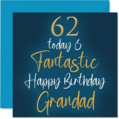 Abbildung von Stuff4 Fantastische Geburtstagskarte zum 62. Geburtstag für Großvater 62 Today &amp; Fantastic von Enkelin, Großvater, Geburtstagsgeschenk, 145 mm x
