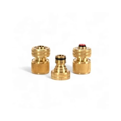 Abbildung von LIVLIG Messing Gartenschlauch‑Anschluss Set 1/2 Zoll, Steck Klick System, Schlauchkupplung, Hahnanschluss (G 3/4&quot;), Schnellschlauchstück, Wasserstop