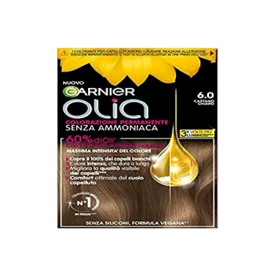 Abbildung von Garnier Olia Haarfarbe ohne Ammoniak, deckt 100% des weißen Haares ab, hellbraun