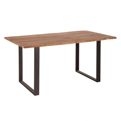 Abbildung von riess ambiente Baumkantentisch MAMMUT 140cm natur / schwarz (Einzelartikel, 1 St), Massivholz · Stahl Kufen 2,6cm Platte Esszimmer Industrial