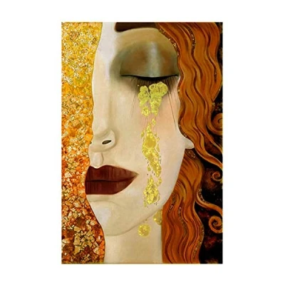 Abbildung von Yooyu Berühmte Malerei Gustav Klimt Goldene Tränen Leinwand Poster und Drucke Reproduktionen Wandkunst Bilder für die Inneneinrichtung 70x90cm Rahmenlos