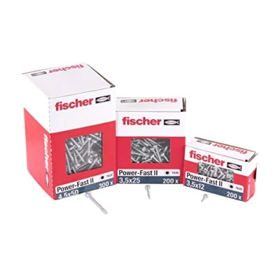 Abbildung von fischer PowerFast II PTF 3,0 x 25, Spanplattenschraube (200 Stk.) mit Vollgewinde, Pan Head Innenstern, Schraube für Holzverarbeitung, reduziert Einschraubwiderstand &amp; Einschraubzeit