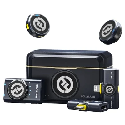 Abbildung von Hollyland Lark M2 Wireless Lavalier Mikrofon (2TX+3RX) für Kamera, iPhone, Android, PC, 48kHz/24 bit Hi Fi Audio 40H Dauer 300m Reichweite, ENC Antischall Ansteckmikrofon kabellos Vlog YouTube