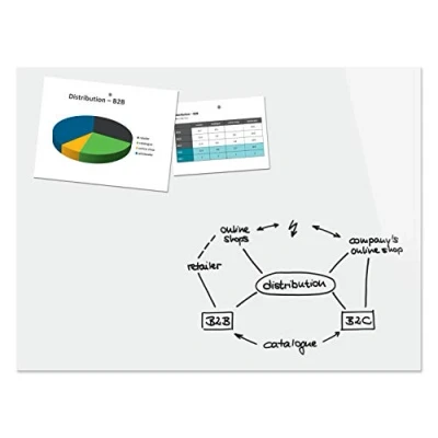 Abbildung von Be!Board B1400 Große Glas Magnettafel / Whiteboard rein weiß, 120 x 90 cm, magnetisch &amp; beschreibbar, incl. 2 Neodym Magnete, rahmenlos, für Büro und Schule