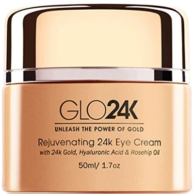 Abbildung von GLO24K Augencreme mit 24 Karat Gold, Antialterung Formel Vitaminen, HyaluronsŠure, Hagebuttenšl