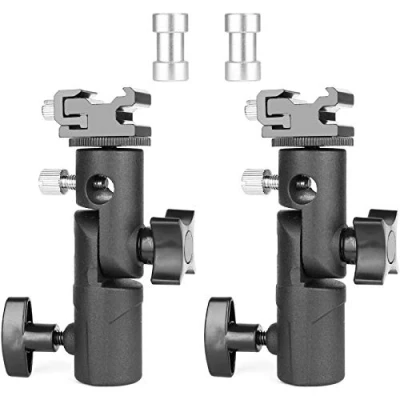 Abbildung von Blitzneiger Schirmhalter Aluminium Blitzschuh ChromLives 2 Stücke Blitzlichtständer mit Blitzschuhe 1/4&quot; 3/8&quot; Spigot für Lampenstativ Blitzgeräte Reflexschirme Durchlichtschirme