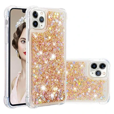 Abbildung von KBIKO zxl Kompatibel mit iPhone 11 Pro Glitzer Handyhülle, Hülle Flüssig Treibsand Mädchen Frauen Glitter Quicksand Weich TPU Bumper Silikon Schutzhülle für Pro.Golden YBL