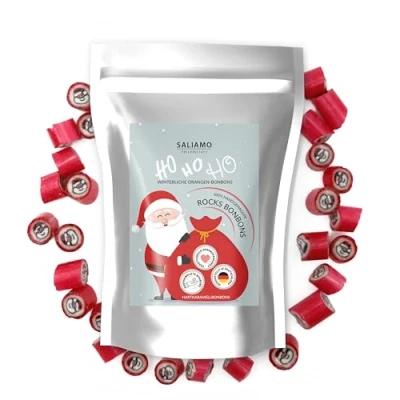 Abbildung von Saliamo Fruchtbonbons mit Motiv nach alter Tradition hergestellt deutsche Manufaktur Retro Frucht Bonbon (Weihnachtsmann)