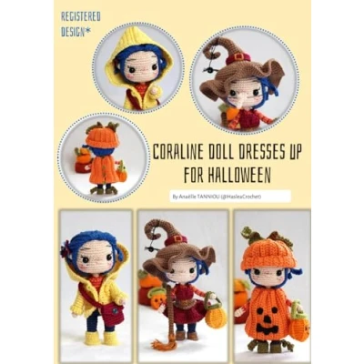 Abbildung von Coraline Doll dresses up for halloween: crochet tutorial