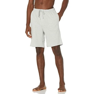 Abbildung von Amazon Essentials Herren 23 cm Lange Schlafanzug Shorts aus Baumwollstrick (erhältlich in Übergrößen), Hellgrau Meliert, XL