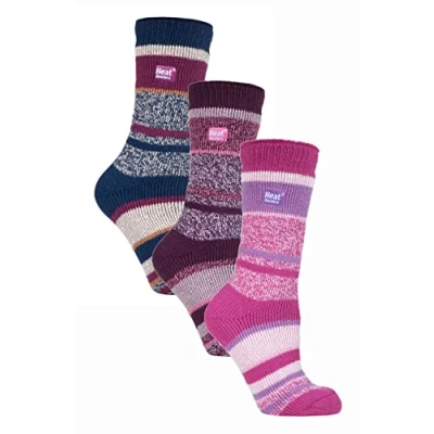 Abbildung von HEAT HOLDERS 3er Pack Multipack Damen Winter Extra Warm Thermosocken (37 42, Blockstreifen)