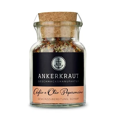 Abbildung von Ankerkraut Aglio Olio e Peperoncino, für original italienische Spaghetti 55g im Korkenglas