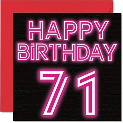 Abbildung von Lustige Geburtstagskarten zum 71. Geburtstag für Männer und Frau Neon Glow Happy Birthday Karte Papa Mama Großvater Opa Oma Onkel Tante, 145 mm x Grußkarten, Geburtstagskarte