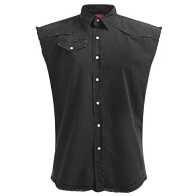 Abbildung von Spiral Metal Streetwear Ärmellose Weste im „Stone Washed“ Design Schwarz L