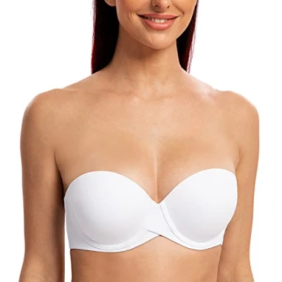 Abbildung von MELENECA Damen Push Up Trägerlos BH Bügel mit geformte Cups Weiß 80C
