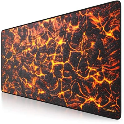 Abbildung von Titanwolf XXL Speed Gaming Mauspad 900 x 400mm Mousepad Tischunterlage Large Size verbessert Präzision und Geschwindigkeit Lava