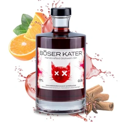 Abbildung von Böser Kater Glühwein Gin Heiße Mieze, Glühpunsch trifft Gin, Ideal für winterliche Cocktails mit Geschmack, Die perfekte Geschenkidee, Handgemacht kleiner Auflage, 0,5l 17% Vol