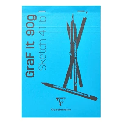 Abbildung von Clairefontaine 96681C Packung mit 5 Skizzenblöcken GRAF IT, DIN A4 21x29,7 cm, kopfseitig geheftet, 80 Blatt 90g, Blanko, Hellblau, 1 Pack