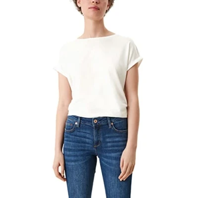 Abbildung von QS by s.Oliver Loose FIT Tshirt basic, Damen, Größe: Medium, Ecru