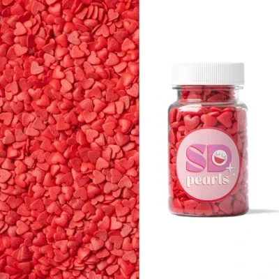 Abbildung von SD Pearls Zuckerstreusel, Bunter Streuselmix, Streusel Valentinstag, Hochzeit, Herzen, Streudekor für Torten, Kuchen, Muffins und Desserts. (Herzen Rosa, 80g)