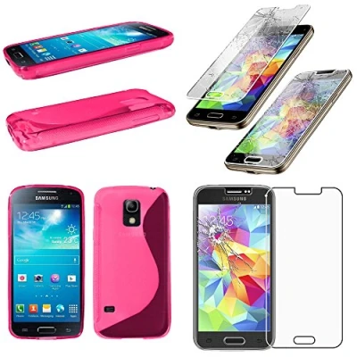 Abbildung von ebestStar kompatibel mit Samsung Galaxy S5 Mini Hülle SM G800 G800F G800H TPU S line Style Silikongel Handyhülle, Schutzhülle Case Cover, Pink + Panzer Schutz Glas