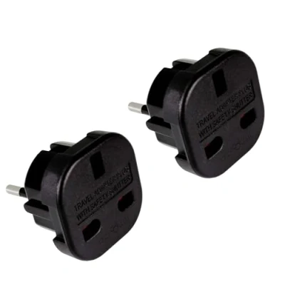 Abbildung von OcioDual 2X UK zu Europäischer Stecker Adapters, Reisestecker Adapter, Typ G E und F Stecker, Modell YD 9625, 221V/13A Schwarz, 3 Pin 2 Konverter, CE/RoHS Zertifizierung