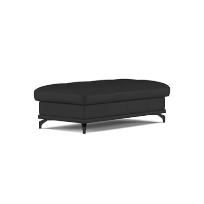 Abbildung von Cavadore Hocker Castiel / Polsterhocker mit mattschwarzen Metallfüßen, ideal als Beistellhocker, Fußablage, Sitzgelegenheit 138 x 48 71 Echtleder, Schwarz