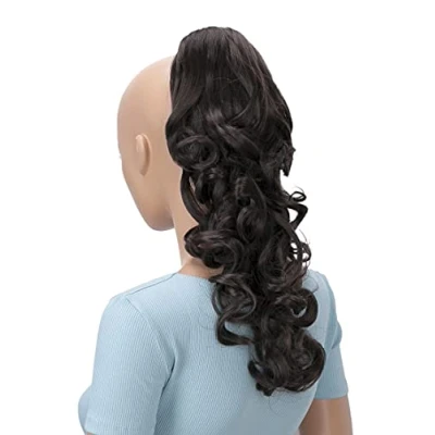 Abbildung von CAISHA 40cm Haarzopf Lily Haarteil mit Butterflyklammer Pferdeschwanz Haarverlängerung Voluminös Gewellt Braun H203