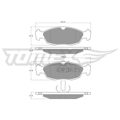 Abbildung von TOMEX brakes TX 11 71 Bremsbelagsatz Vorderachse PEUGEOT: 306 Schrägheck, 106 II Cabrio, CITROËN: Xsara Saxo Schrägheck