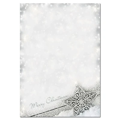 Abbildung von SIGEL DP136 Weihnachtsbriefpapier in silbernem Sterndesign,A4, 100 Blatt &quot;Brilliant Star&quot;, weihnachtliches Motiv, aus nachhaltigem Papier