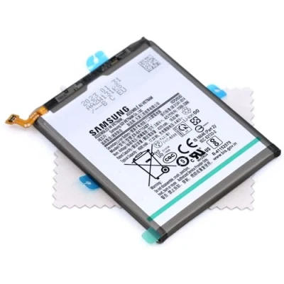 Abbildung von Akku für Samsung Original EB BA715ABY Galaxy A71 (A715F) mit mungoo Displayputztuch